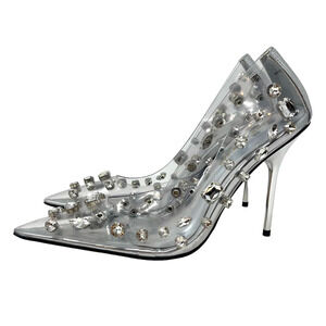 Good American Diamonds Forever Heels Size 6 Glass002 GSH008-X